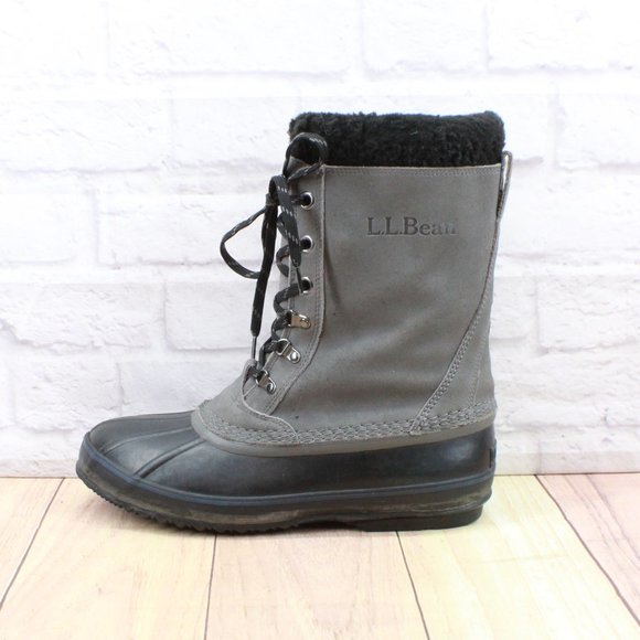 L.L. Bean Other - LL Bean Gray Black Removable Lined Slip Resistant Snow Duck Boots 12 M